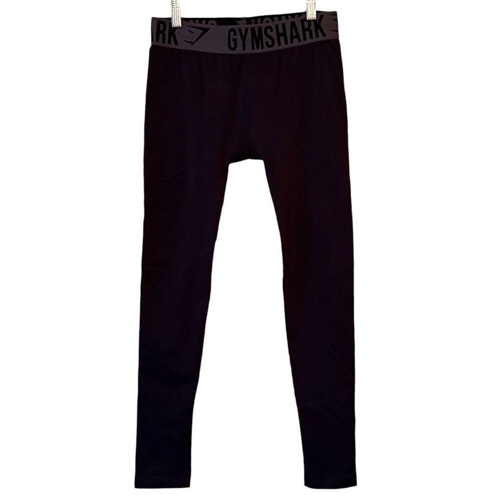 GYMSHARK Black High Waisted Logo Waistband Performance Workout Legging